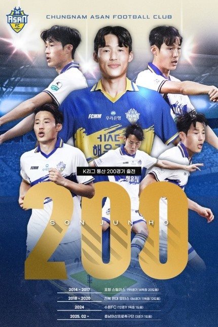 孫準浩完成K聯(lián)賽200場里程碑，貢獻26球34助